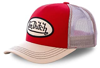 Von Dutch Tracker Kappe Herren Natürlich, Cap Herren, Hypoallergen, Angenehm, Rot/Beige, Einheitsgröße