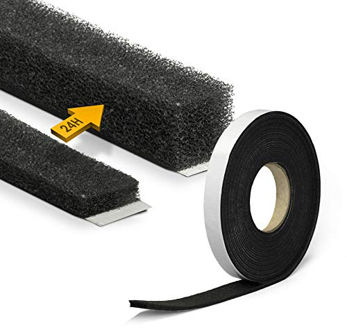 Kompriband 20x6mm -> 20x30mm - 5,6 Meter Moosgummi Dichtband PU Schaum Quellband Fugendichtband selbstklebendes Fensterdichtband Komprimierband Dichtungsband | DQ-PP |