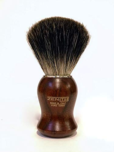 Zenith Barber Rasierpinsel mit 100% echtem Dachshaar - Dark Badger - Kotibe Holzgriff - Made in Italien