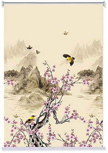 HWF Verdunkelungsrollo Floral & Birds gemusterte Blackout Window Rollläden/Jalousien - 60cm / 80cm / 100cm / 120cm / 140cm Breite (Size : 120x140cm)