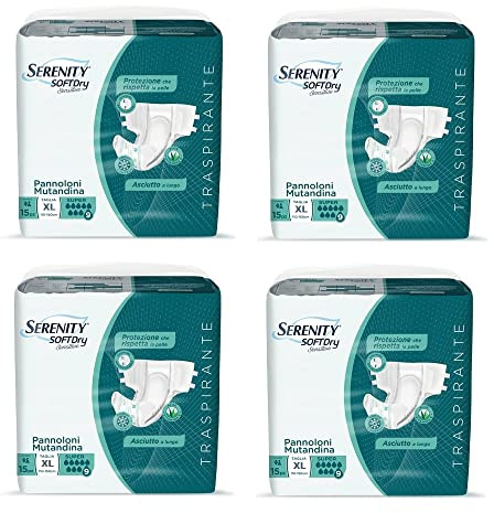 [4X15PZ] PROMO BOX - Serenity Classic Super (3 Gocce) XL (>150 Centimetri) 60PANNOLONI INCONTINENZA
