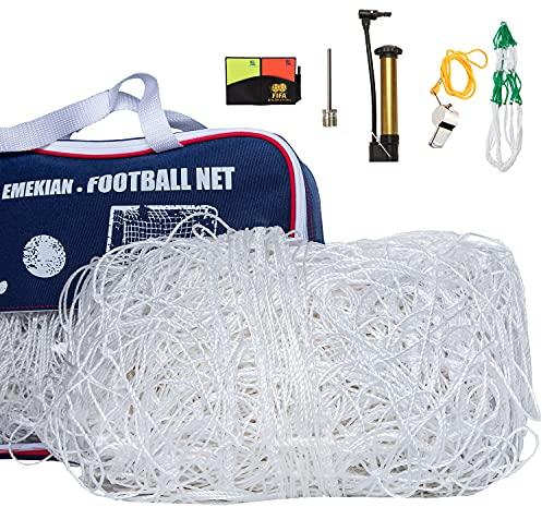 EMEKIAN Soccer Goal Net,2 Pcs Backyard Professional Match Training Football Sports Netting, Full Size Heavy Duty Weather Resistance Replacement Polyethylene Outdoor Soccer Nets Set 20 Ft x 6.5 Ft