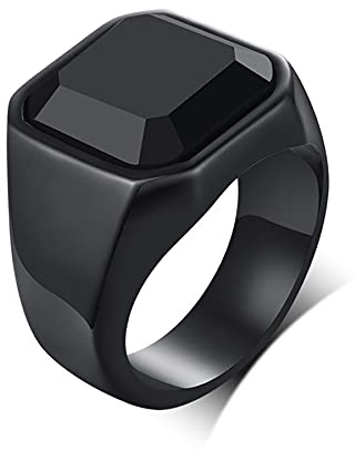 Flongo Herren Ring, Männer Bandring Siegelring Daumenring Gold Schwarz Silber Ton Hochzeit Verlobung Engagement Bequemlichkeit Passen Herren-Accessoires