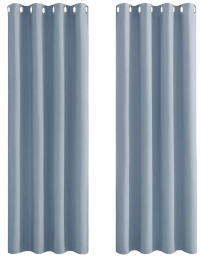PONY DANCE Thermal Curtains for Living Room Verdunkelnde Gardinen mit Ösen 2er Set H 245 x B 140 cm Verdunkelungsvorhang Wohnzimmer Modern Ösenvorhang Blickdicht, Spa-blau