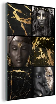 Glasbild Glasfoto Wandbild Bilder Deko 40x60 cm Gold - Schwarz - Frauen - Marmor