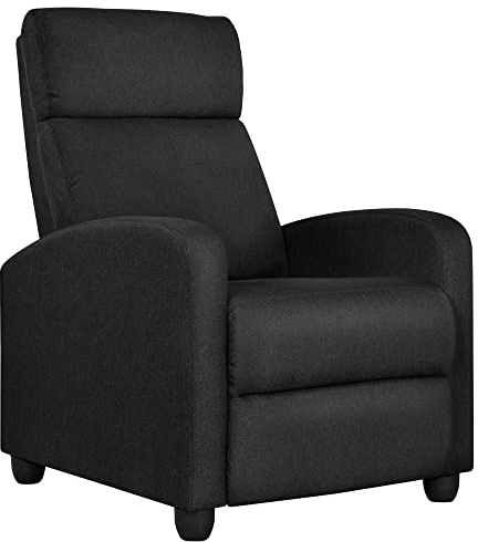 Yaheetech Relaxsessel Fernsehsessel Ruhesessel Liegesessel mit Liege-Funktion Polstersessel Leinen verstellbar Einzelliegesessel Wohnzimmer Schlafzimmer Heimkino Schwarz