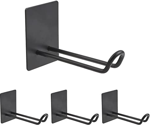 Morobor schwarze selbstklebende Haken, 4pcs Heavy Duty Edelstahl quadratische Handtuchhaken, Stick auf klebenden Kleiderbügeln für hängendes Handtuch Robe Hut Coat Key/90mm