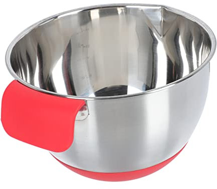 Alipis Ciotola Antiscivolo Da Cucina in Silicone e Acciaio Inossidabile 18 Cm Manico Inclinato e Scala Graduata, Contenitore Per Insalata e Mescolare Uova, Per Casa e Ristoranti