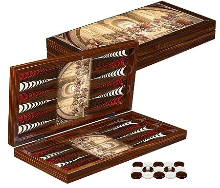 PrimoLiving Deluxe Holz Backgammon Spielset Platon XL – 41 x 41,5 cm