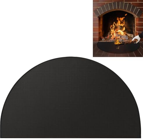 YOYIAG Tapis de cheminée ignifuge : 50 x 80 cm, noir, tapis de protection de sol, tapis de cheminée, tapis de foyer ignifuge, tapis antidérapant, tapis ignifuge pour sols, intérieur, extérieur