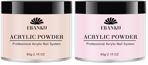 EBANKU Rosa Acrylpulver, Acrylpulver Große Kapazität Professionelles Acrylnagelpulver für Acrylnagelverlängerung, Nagelschnitzen, Langanhaltend, Keine Nagellampe erforderlich (Pink+Nude Pink)