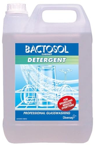 Bactosol 1 x 5L Professional Glass Washing Detergent With Welari Thank You Card Cabinet Commercial Use Dishwasher Catering Cleaner Degreaser Scum Watermark Remover (5L) (1pack)