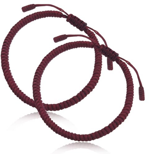 2PCS Lucky And Protection Bracelet,String Bracelet for Men Women,Hand Braided Rope Thread,Surfer Bracelet for Girl Son Teenage (brown)