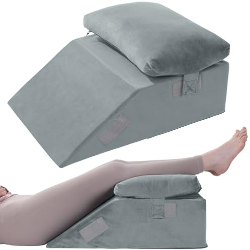 HOMBYS Leg Elevating Adjustable Pillow,High Density Foam Leg Elevation Pillows for After Surgery,Wedge Pillow for Knee or Leg Pain Relief,Leg Support Pillow to Elevate Feet (17x24x9)
