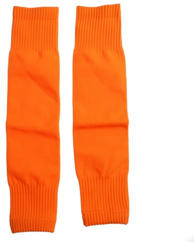OAIEU Adult Breathable Sports Soccer Socks - Men Women Running Cycling Calf Socks with Shin Guards and Leg Sleeves (Orange)