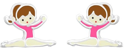 Zenvie Orecchini ginnasta, argento 925, ginnastica | argento sterling 925, 10x8 mm, senza nichel, scatola regalo, ginnasta in movimento