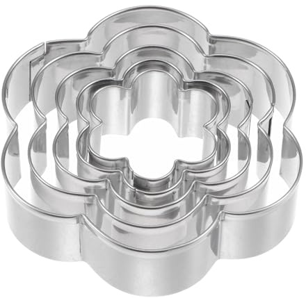 QUARKZMAN 5pcs Cookie Emporte-Pièces, Fleur Forme Inox Acier Biscuit Biscuit Découpeur pour Cuisine Pâtisserie