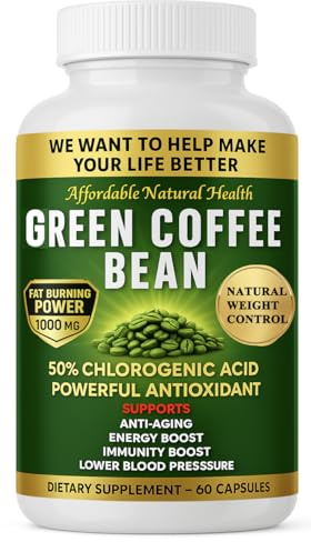 Heaven's Gate Green Coffee Bean Extract Capsules - Standardized to 50% Chlorogenic Acids - 1000 mg per Serving - 60 Capsules - Non-GMO, Gluten-Free, Made in USA