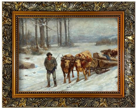 Akfado Vintage Gold Frame for 16x20 Canvas Paintings, 2.36” Wide Victorian Ornate Art Frame for Antique Portraits Countryside Season Landscape Art Show Exhibition (No Front Cover & Backboard)