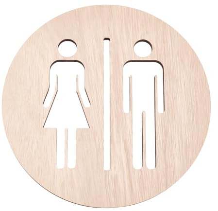 MAYJOYDIY Panneaux de Salle de Bain en Bois pour Femmes et Hommes Panneaux Muraux de Toilettes 20cm Plats et Ronds Unisexes Décoration Murale pour Bureaux Entreprises Restaurants et Toilettes Publique
