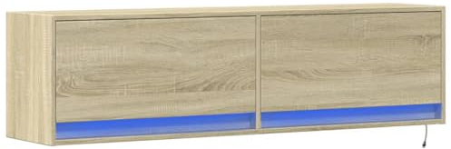 vidaXL TV Wandschrank, TV Schrank Lowboard mit LED-Beleuchtung, Hängeschrank Fernsehschrank für Wohnzimmer, Fernsehtisch TV Board Hängend, Sonoma-Eiche