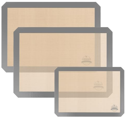 Tapis de cuisson en silicone, ensemble de trois pièces réutilisable, antiadhésif, antidérapant et facile à nettoyer, en silicone alimentaire, idéal pour la préparation de pain (Gris)