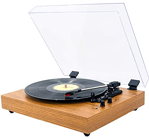 JFNHUTL Tourne-Disque phonographe, Trois Vitesses, Prend en Charge Les disques vinyles 7/10/12 Pouces, Lecteur Vinyle intégré 2 Haut-parleurs, Conception de Valise