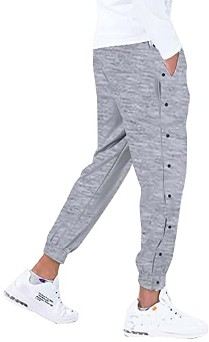 Pantalon Jogging Homme Bas de Survêtement avec Boutons-Pression Latéraux à Taille Élastique Décontracté Bas de Jogging Grande Taille Sport Long Pantalon de Travail Activewear (Dark Gray, XL)