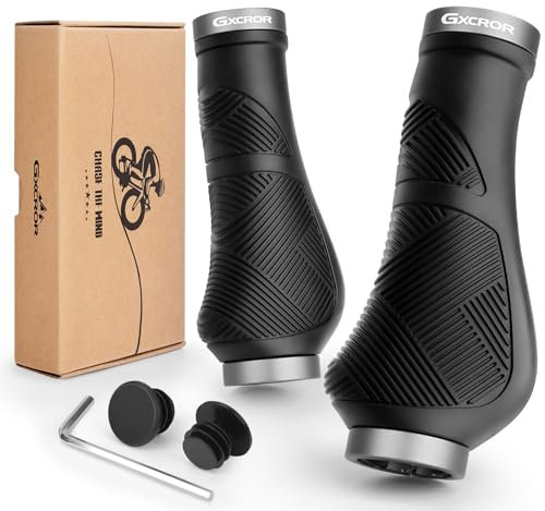 GXCROR Ergonomic Bike Handlebar Grips, Double Lock, Non-Slip Rubber, Universal 22.2mm, for MTB E-Bike