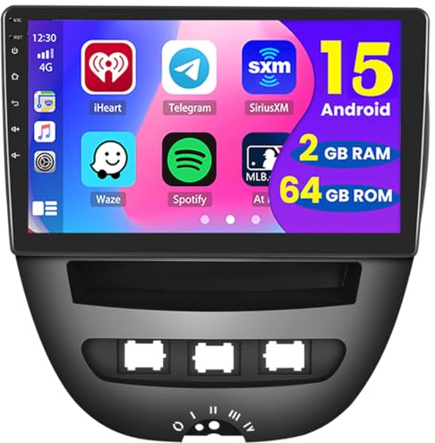 2+64GB Android Autoradio för Peugeot 107, Toyota Aygo, Citroen C1 2004-2014 Trådlös Carplay Android Auto, 10.1 Skärm Bluetooth Auto Radio Navi Backkamera WiFi FM RDS Radio SWC
