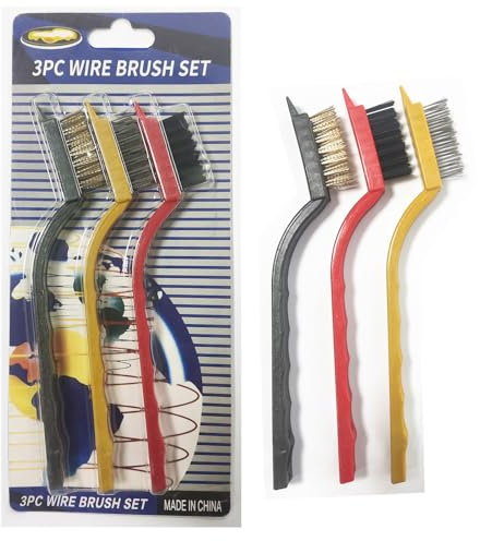 3Stück Mini-Bürsten, Messing-Drahtbürste, Edelstahl-Bürste, Nylon-Bürsten, ideal für engste Räume, zum Entfernen hartnäckiger Rückstände und Rost, Von HSYTEK
