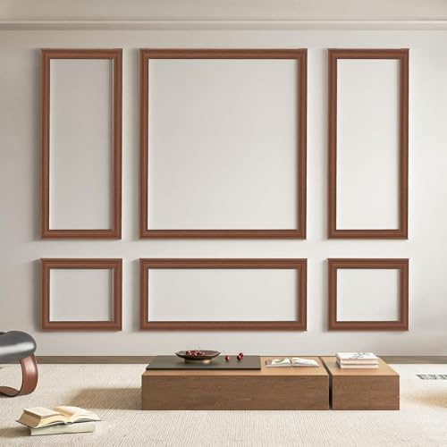 Art3d Lot de 6 Moulures Murales Prédécoupées | pour décoration intérieure,à installer avec de la colle,3 panneaux supérieurs et 3 panneaux inférieurs,noyer