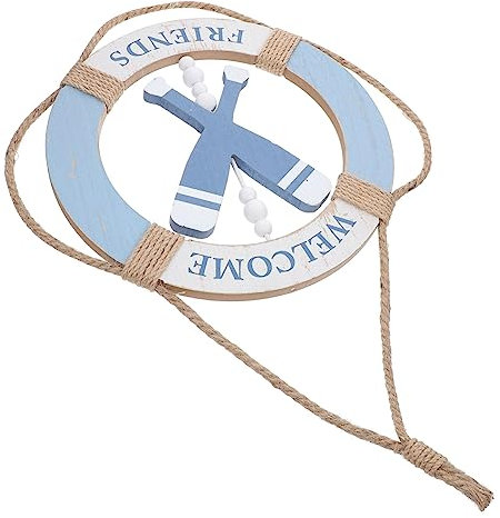 DECHOUS Holz Rettungsring Anhänger Nautische Dekoration Wandhänger Türornament Hängeornament Nautische Rettungsring Dekoration