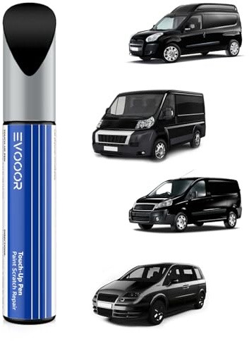 EVOOOR (632 Nero Metallizzato/Noir Métallique ritocco della vernice per auto per Fiat, riparazione dei graffi sulle auto, soluzione facile e veloce per le riparazioni