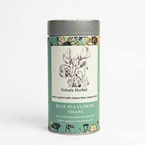 Nebula Herbal Butterfly Pea Flower Tea - 25 Biodegradable Teabags in Premium Tin Can, Blue Pea Herbal Tea, Tea Gift Set, Blue Flowers Wellness Tea
