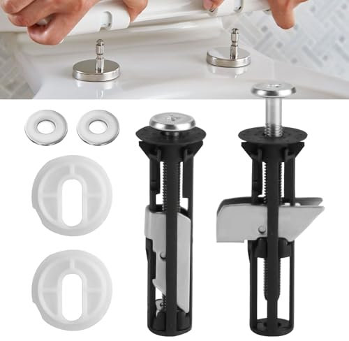 2 Stück WC Sitz Befestigung von Oben, WC Sitz Schrauben Set, Toilettensitz Schrauben Set, Toilettensitz Befestigung Set, Behoben Toilettendeckel Ersatzteile Befestigungsset