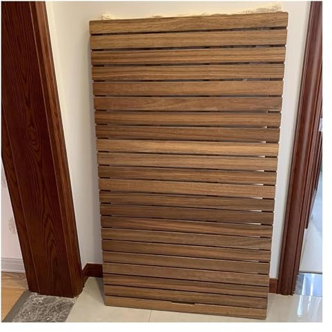 TAIPINGOZ Caillebotis de Douche Bois, Tapis de Douche en Bois Massif, Tapis de Douche en Bois imperméable avec Pieds antidérapants, Tapis de Salle de Bain Robuste(50x50x3.2cm (19.7x19.7x1.2in))