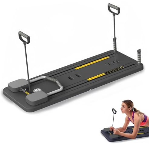 Pilates Reformer Set, 5 in 1 Multifunktionales Pilates Board mit LED-Zähler, Pilates-Ausrüstung, Pilates-Gleitbrett für Bauch-, Rumpf-, Bein- und Rückentraining