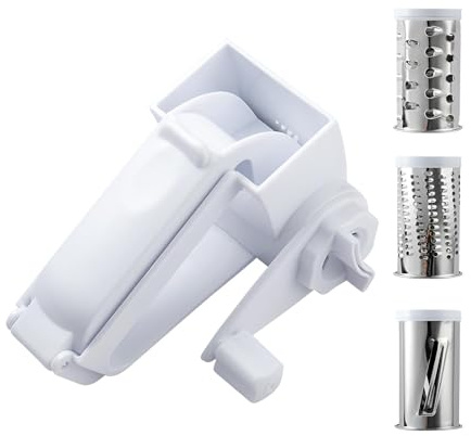 Grattugia Formaggio 3 in 1, Grattugia Formaggio Manuale in Acciaio Inox, Grattugia a Manovella per Formaggio, Cioccolato, Noci e Altro