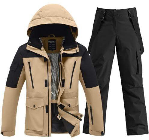 YEEFINE Men's Ski Suit Two Piece Insulated Snowsuits Snow Jacket and Pants Set Waterproof Winter Snowboard Suits Outdoor