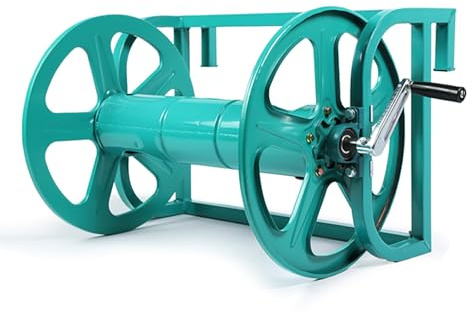 FORRTY Metall Landwirtschaftliche Schlauchtrommel, Handkurbel Schlauchaufroller,Gartenschlauch Schlauchtrommel Schwerlast,Wand/Boden/Ladeflächenmontage,Schlauchwagen for Autowäsche(Bare unit,100m)