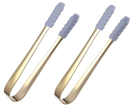 Pinzas para Cubitos de Hielo 2 Piezas Acero Inoxidable Dorado