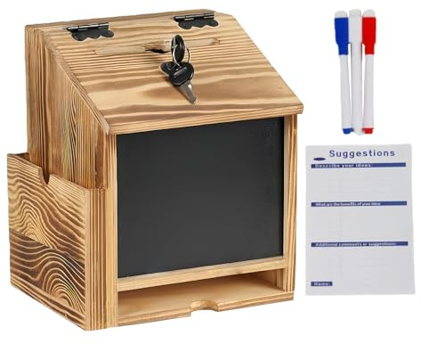 ZHUMCCY Boîte À Suggestions Avec Serrure | Avec Cadenas Boîte En Bois De Rangement Pour Pièces Et Monnaie | À Suggestions De Collecte De Pourboires | Pour Café, École, Restaurants, Bar