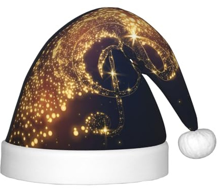BLWSLC Goldene Musiknote mit glänzendem Stern bedruckte Weihnachtsmützen für Kinder, dekorative Hüte geeignet für Weihnachten, Neujahrsfeiern usw.