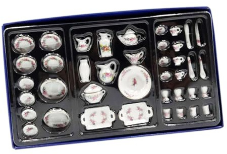 FUNNETOYU Vajilla Miniatura de Cerámica Mini Casa Modelo para Maqueta de Vajilla Utensilios de Cocina Miniatura