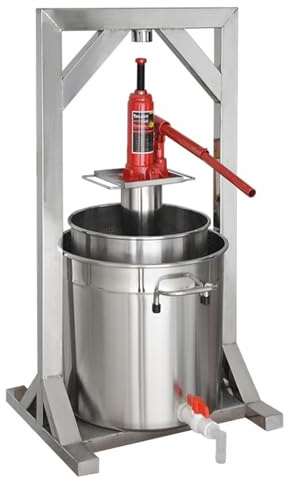 Pressa per vino e frutta, estrattore idraulico per uva e frutta dalla buccia morbida, macchina per succhi in acciaio inox e frantoio manuale, capacità 36 l