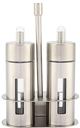 QANYEGN Set dispenser per olio e aceto, porta pepe e sale in acciaio inossidabile, bottiglia per olio a tenuta stagna per conservare olio commestibile, salsa di soia, aceto
