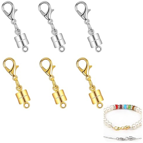 6 Stück Magnetverschluss Ketten Aus Zinklegierung für Schmuckherstellung - Hochwertige, Hypoallergene Kettenverschlüsse für Halsketten, Armbänder und DIY-Projekte, Langlebig und Elegant