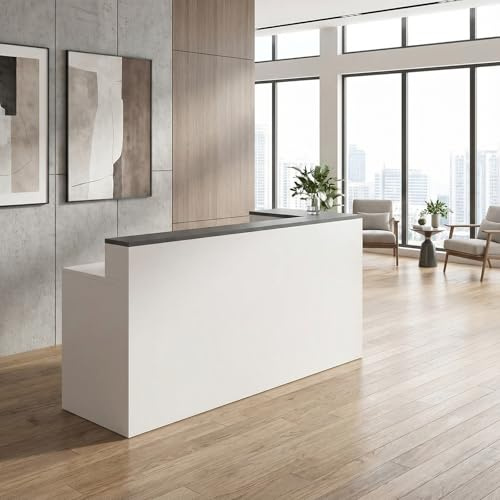 FXLKLUXE Empfangstresen, Empfangstheke Holz, Kleiner Kassenschalter, Front Theke Bürotheke Rezeption Tisch mit Schublade und Ablagefächern für Lobby, Salon, Homeoffice