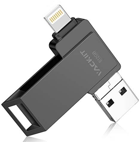 Unidades flash 3.0 de alta velocidad con certificación MFi de 512 GB, memoria USB 3ni1, almacenamiento externo para iPhone/PC/iPad/Android/más dispositivos para fotos y videos, transferencia de
